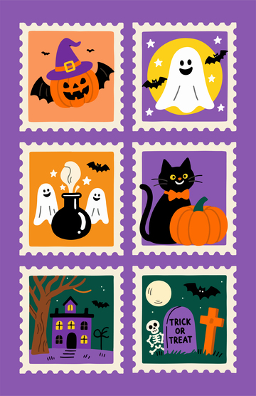万圣节邮票插画设计