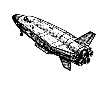 复古风格太空飞船素描图