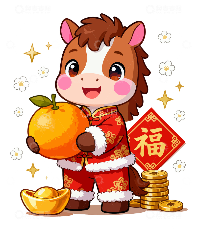 卡通马春节喜庆设计素材5