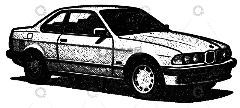 源文件下载【趣麦麦图】-复古汽车黑白插画设计素材3