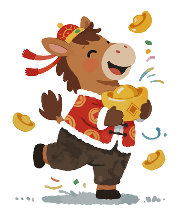 春节元旦卡通马年庆祝插画9