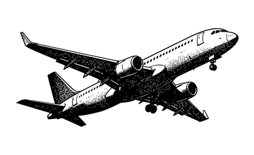 黑白飞机插画航空素材