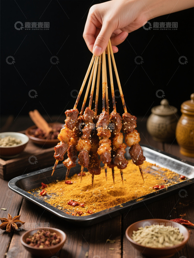 高清大图下载【趣麦麦图】烧烤羊肉串美食
