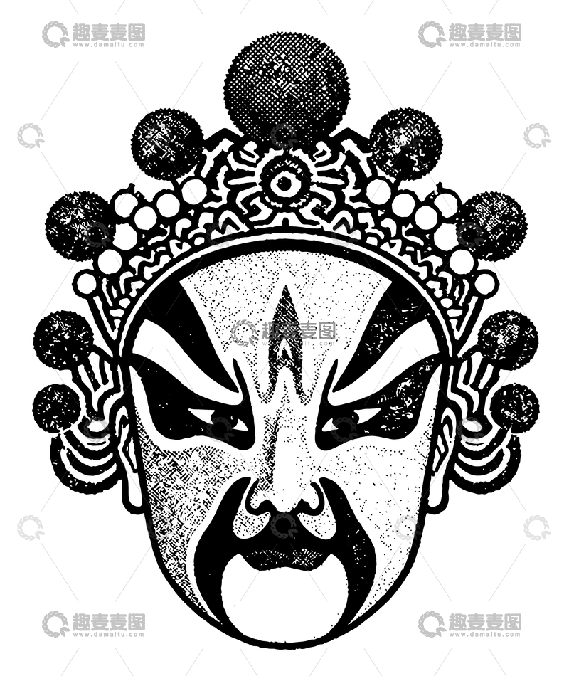源文件下载【趣麦麦图】京剧脸谱花纹装饰图案剪影3