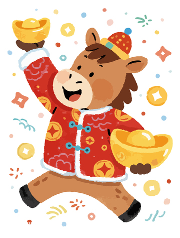 卡通马春节喜庆设计素材2