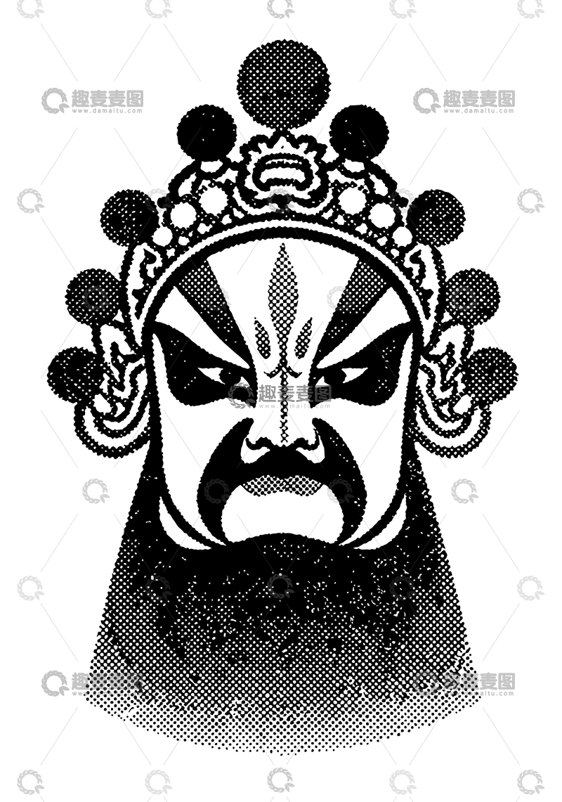 源文件下载【趣麦麦图】京剧脸谱花纹装饰图案剪影2