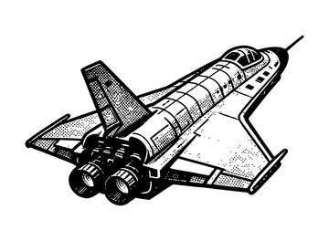 黑白线条战机插画