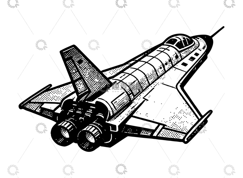 源文件下载【趣麦麦图】-黑白线条战机插画