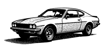 复古汽车黑白插画设计素材1