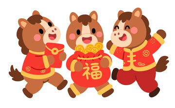 春节元旦卡通马年庆祝插画10