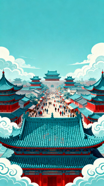 宫殿城墙插画背景