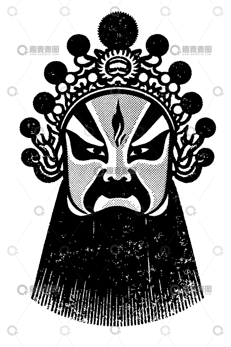 源文件下载【趣麦麦图】京剧脸谱花纹装饰图案剪影1