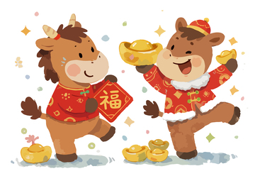 春节元旦卡通马年庆祝插画12