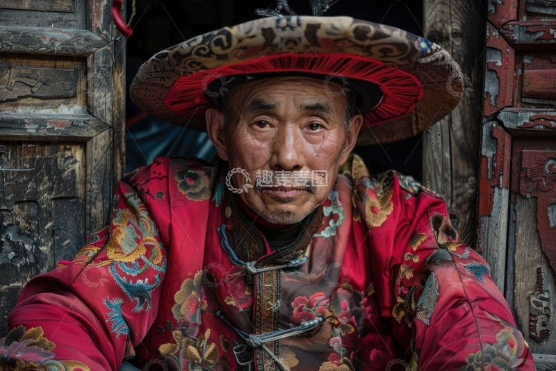 高清大图下载【趣麦麦图】穿着民族服饰的老人