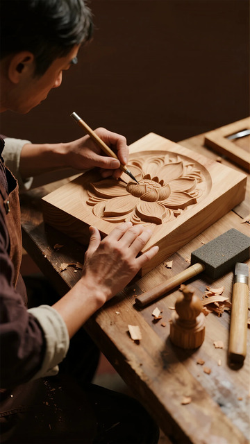 木雕艺术花卉雕刻创作过程