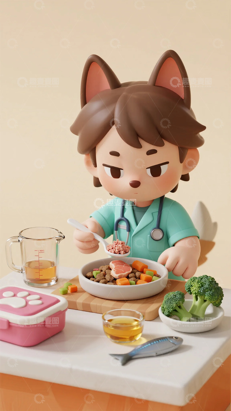 高清大图下载【趣麦麦图】卡通人物用餐场景渲染