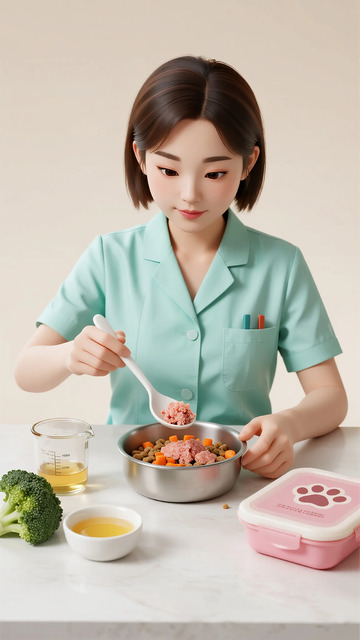 专业宠物营养师制作猫粮