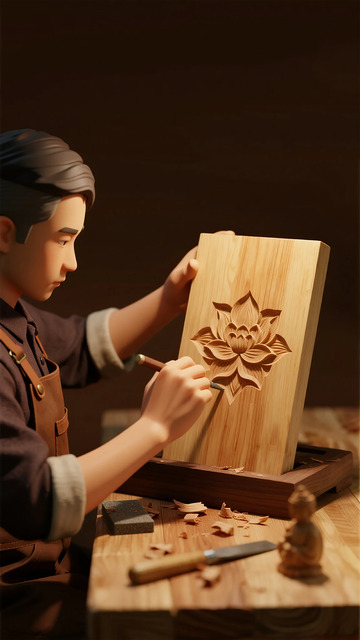 木雕工艺莲花雕刻创作