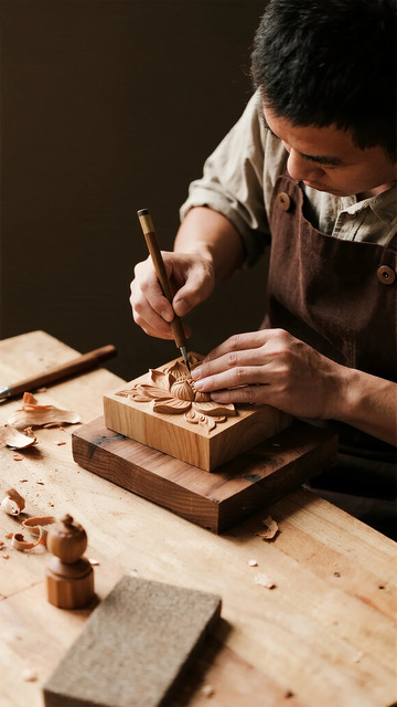 木雕工艺匠人创作过程