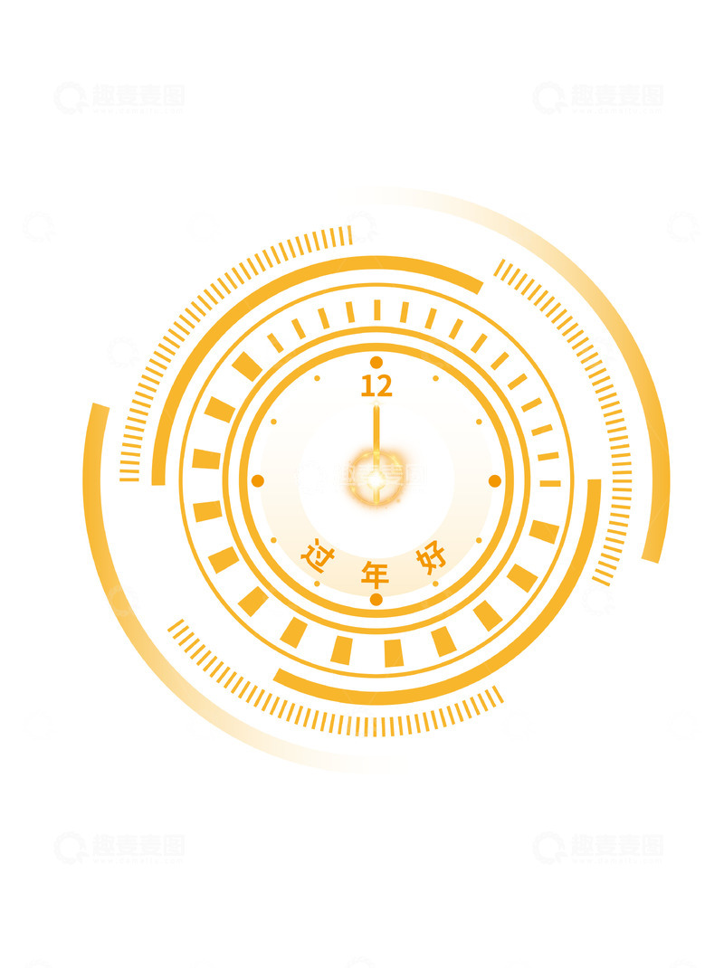 源文件下载【趣麦麦图】-金色时钟过年好节日装饰
