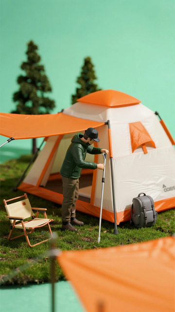 迷你露营场景模型摄影