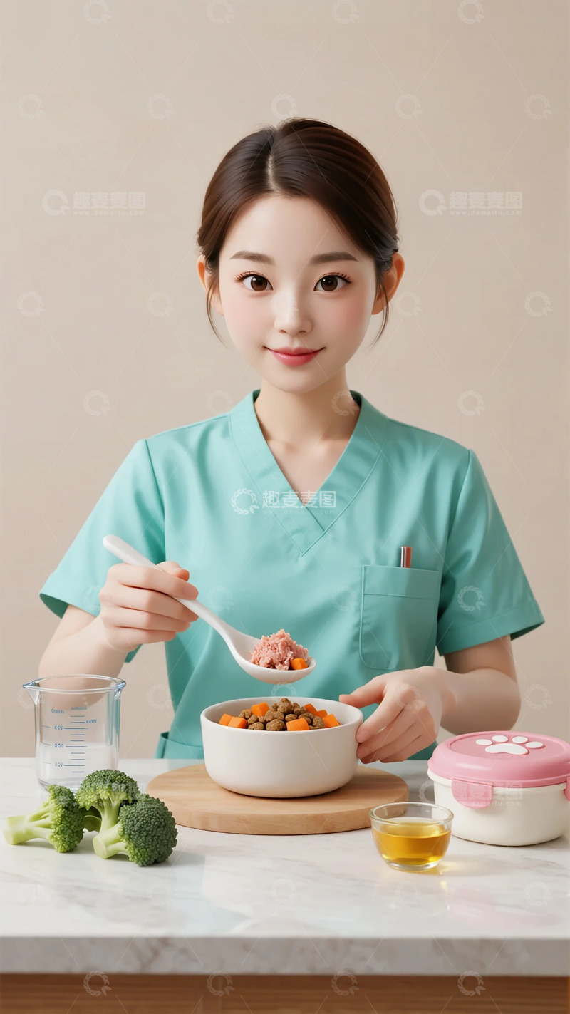 医护营养指导准备餐食场景