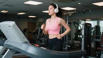 健身房跑步锻炼女性场景