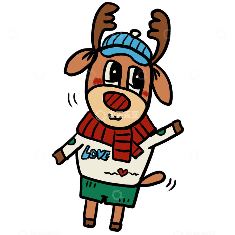 高清大图下载【趣麦麦图】-卡通牛冬季服饰插画