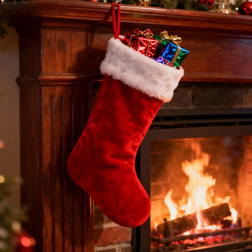 圣诞节壁炉挂饰装饰摄影