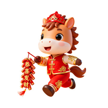 卡通马春节祝福设计素材