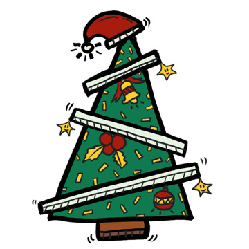 卡通圣诞树装饰插画