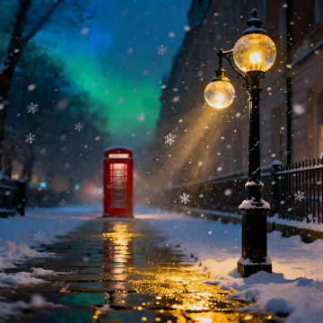 雪夜街景梦幻光影