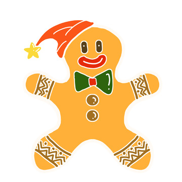 卡通姜饼人可爱节日装饰元素