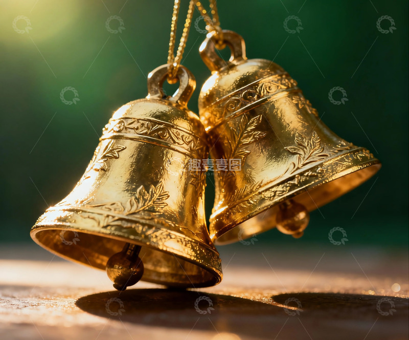 高清大图下载【趣麦麦图】金色铃铛装饰工艺品摄影