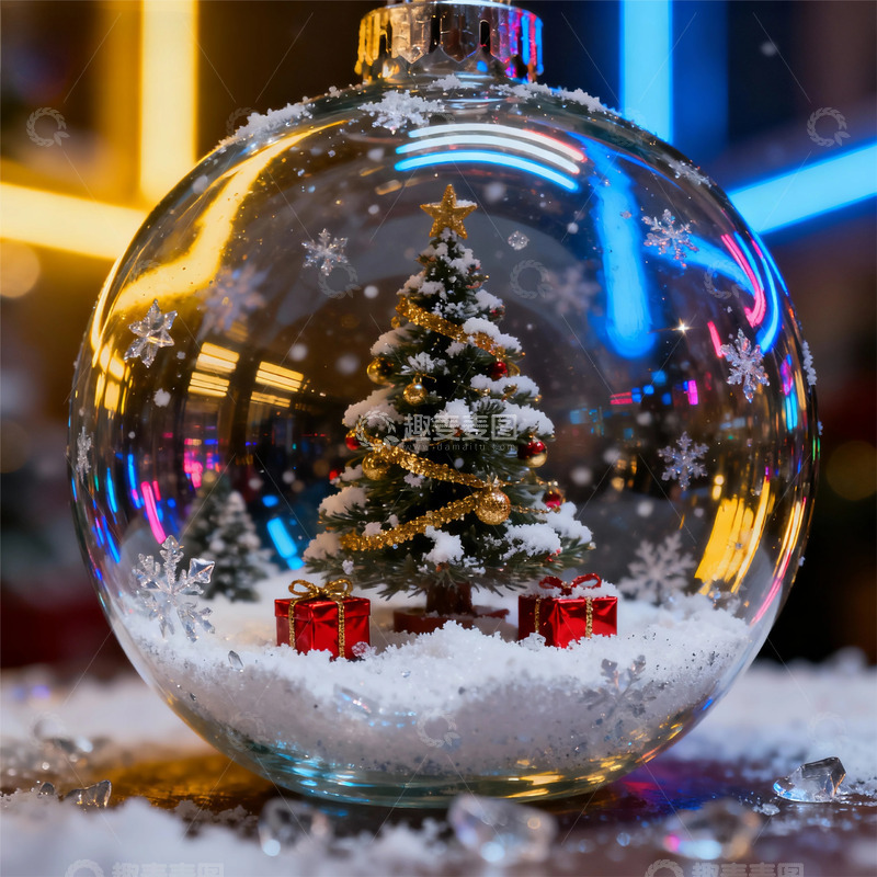 高清大图下载【趣麦麦图】圣诞球装饰雪景球节日装饰