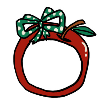 卡通红色花环蝴蝶结装饰设计素材