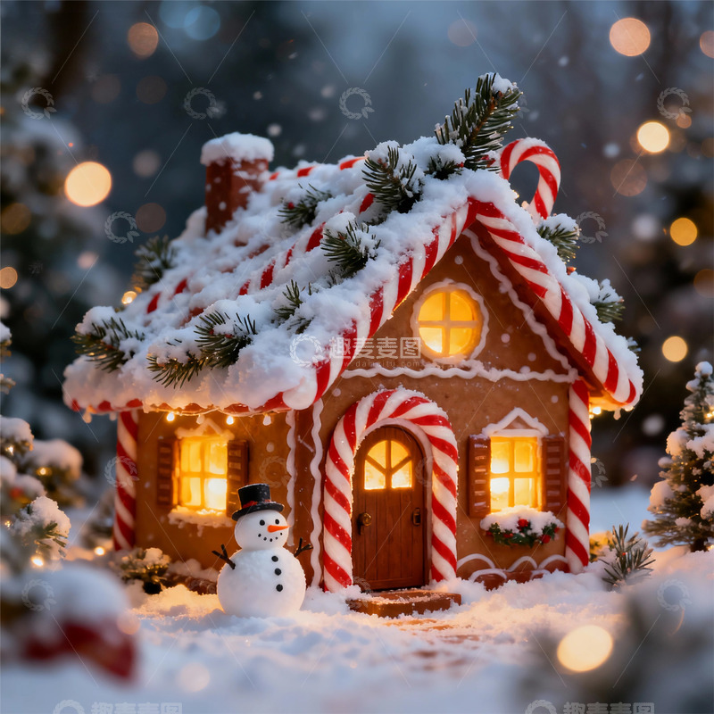 高清大图下载【趣麦麦图】姜饼屋雪景模型