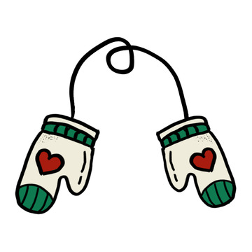 手绘风格冬季保暖手套插画