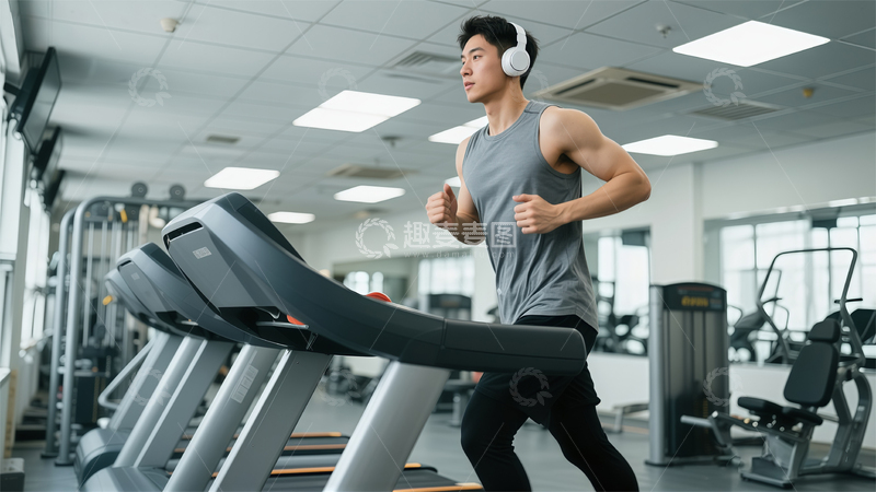 高清大图下载【趣麦麦图】健身房跑步锻炼现代场景