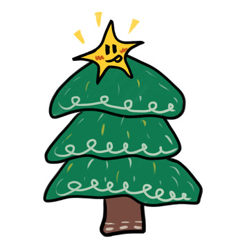 卡通圣诞树简笔画模板