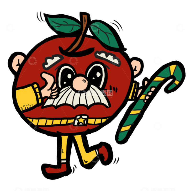 高清大图下载【趣麦麦图】卡通苹果节日庆祝形象