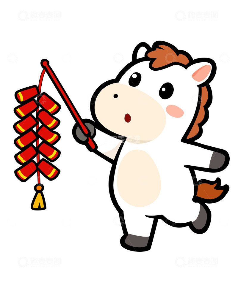 马年春节可爱卡通马喜庆元素
