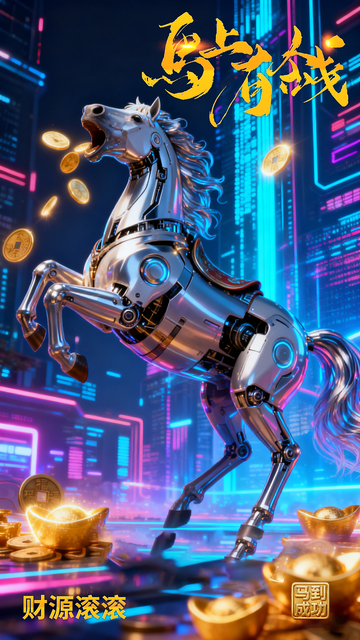 机械马财富科技风宣传海报