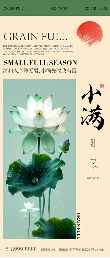 小满节气荷塘海报设计素材