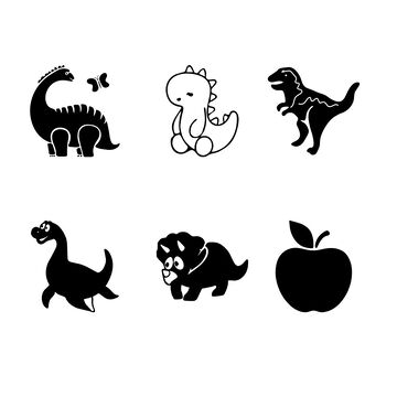 黑白剪影动物苹果图案设计元素