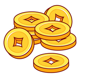 铜钱矢量插画