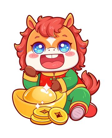 马年发财矢量插画