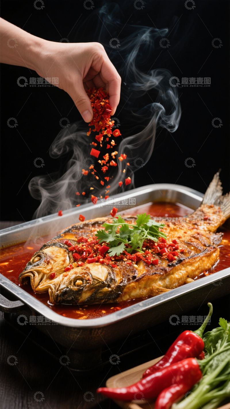 高清大图下载【趣麦麦图】麻辣烤鱼美食海报