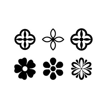 简约黑白花卉图案设计元素