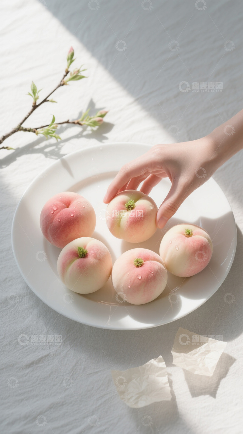 高清大图下载【趣麦麦图】水蜜桃简约写实背景